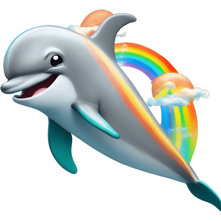 Dolphins with rainbow background ￼ emoji