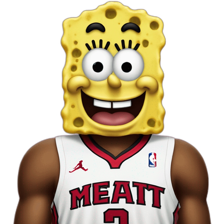 spongebob wearing red miami heat jersey emoji