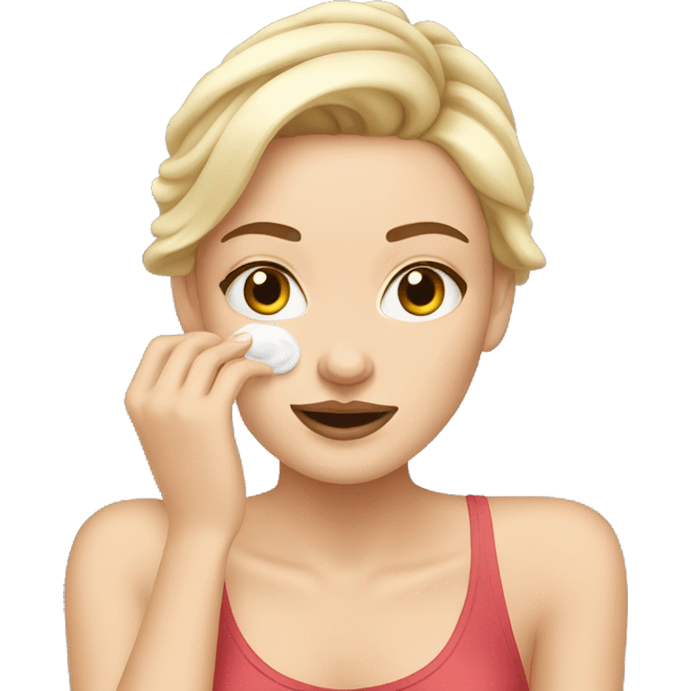 white girl applying cream on face emoji