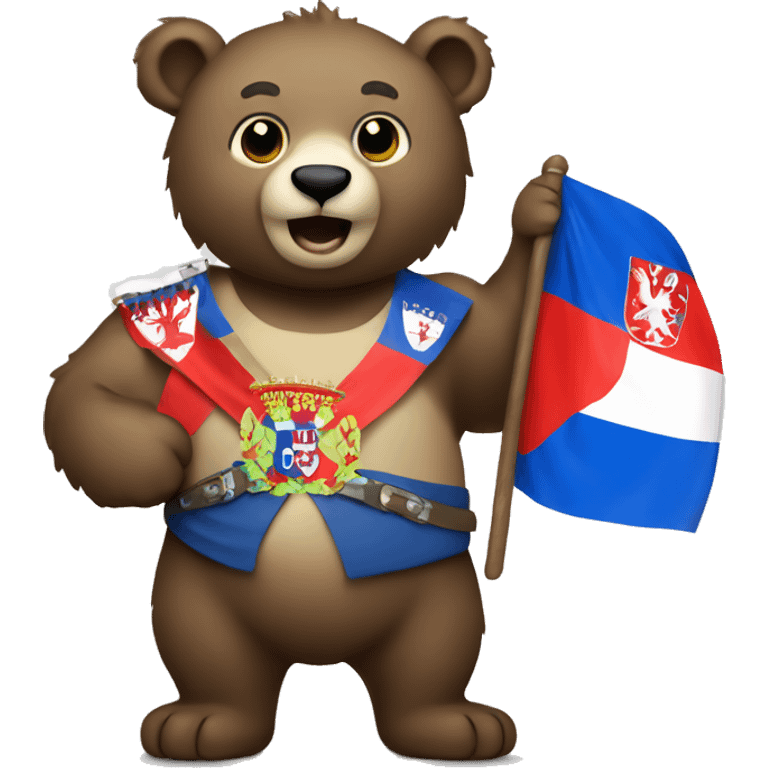 Bear holding serbian flag  emoji