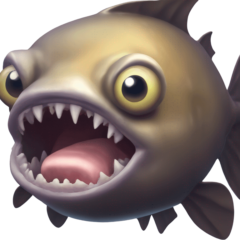 Anglerfish with a glowing lure hanging from its forehead, sharp teeth, and big eyes. emoji