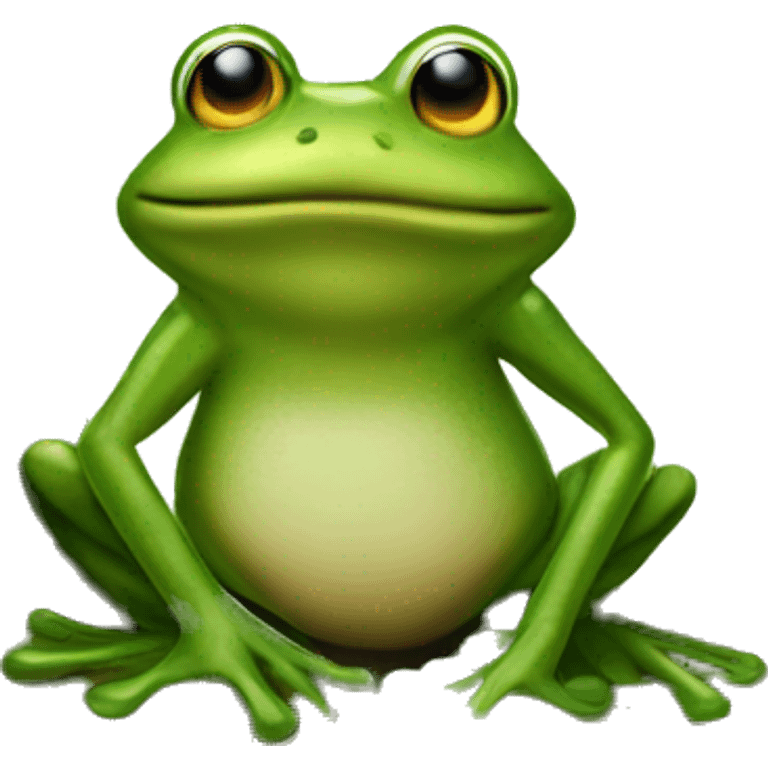 a frog sits under a tree of coins emoji