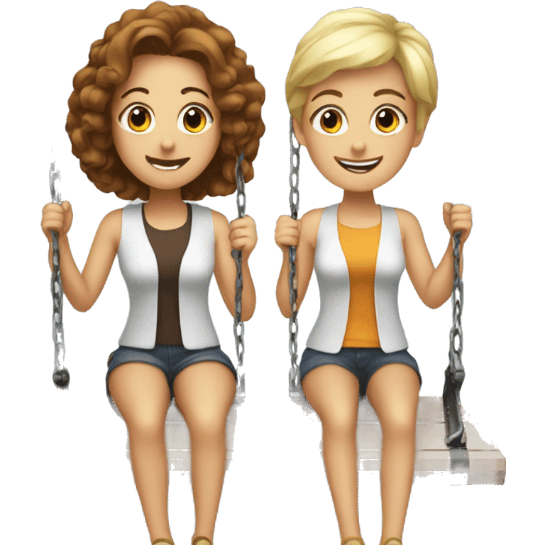 Beth and Jill on swing emoji