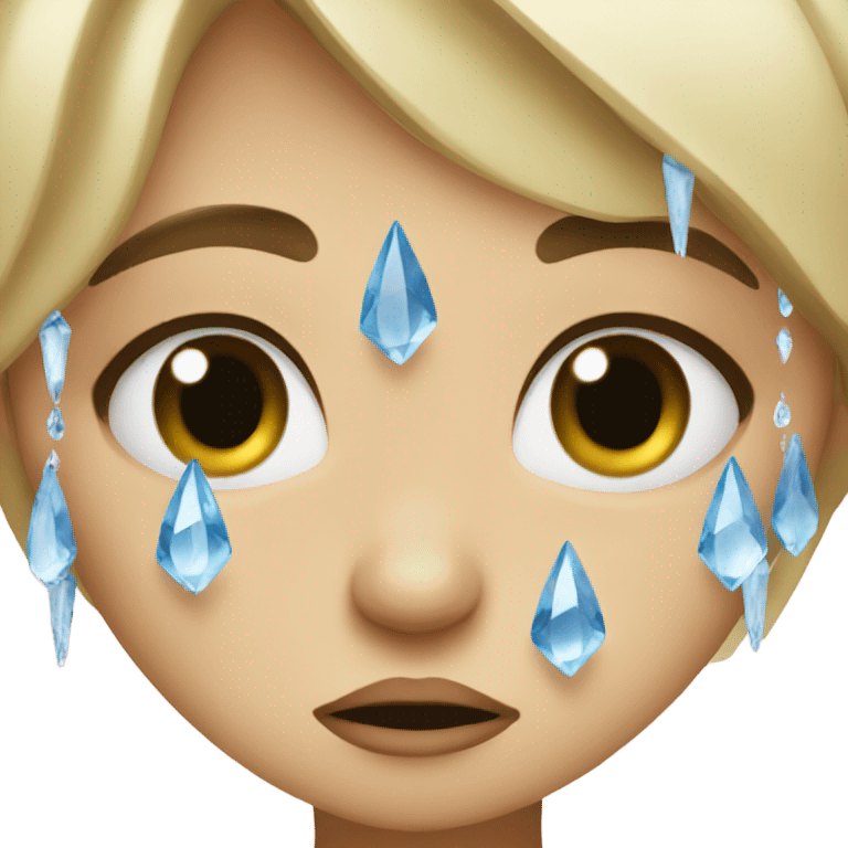 Girl crying with crystal tears emoji