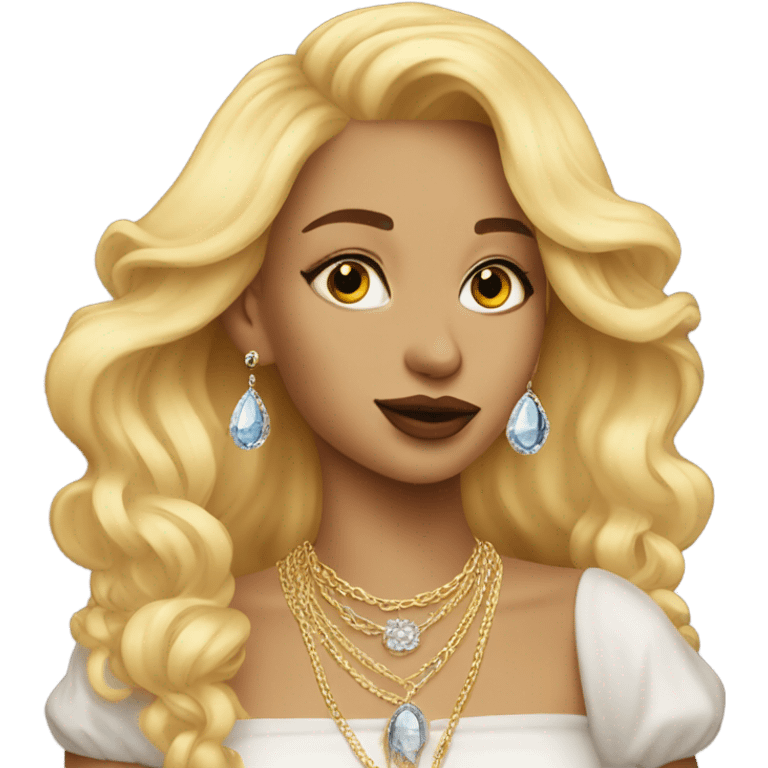 blonde girl with jewelry portrait blowing a kiss emoji