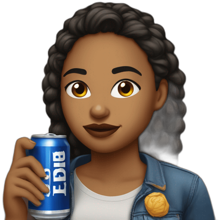 a girl, BLM, activist, angry and upset, drinks bud light, flat, emoji emoji