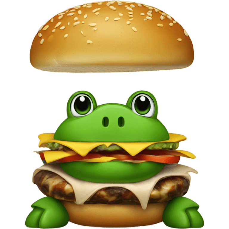 hamburger with a turtle standing on top emoji