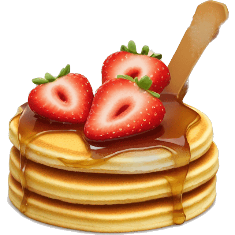 Pancake stick with syrup and strawberries emoji