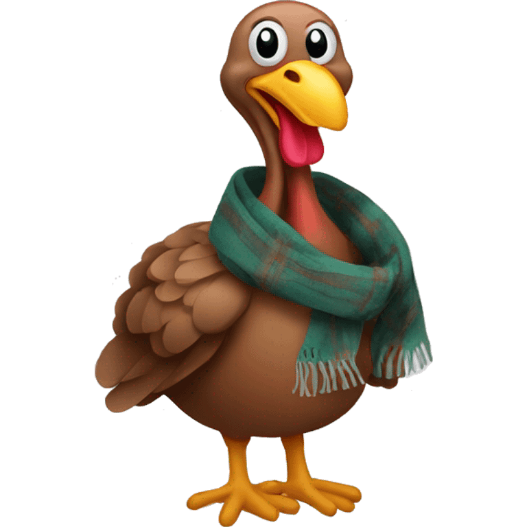 a turkey wearing a scarf emoji