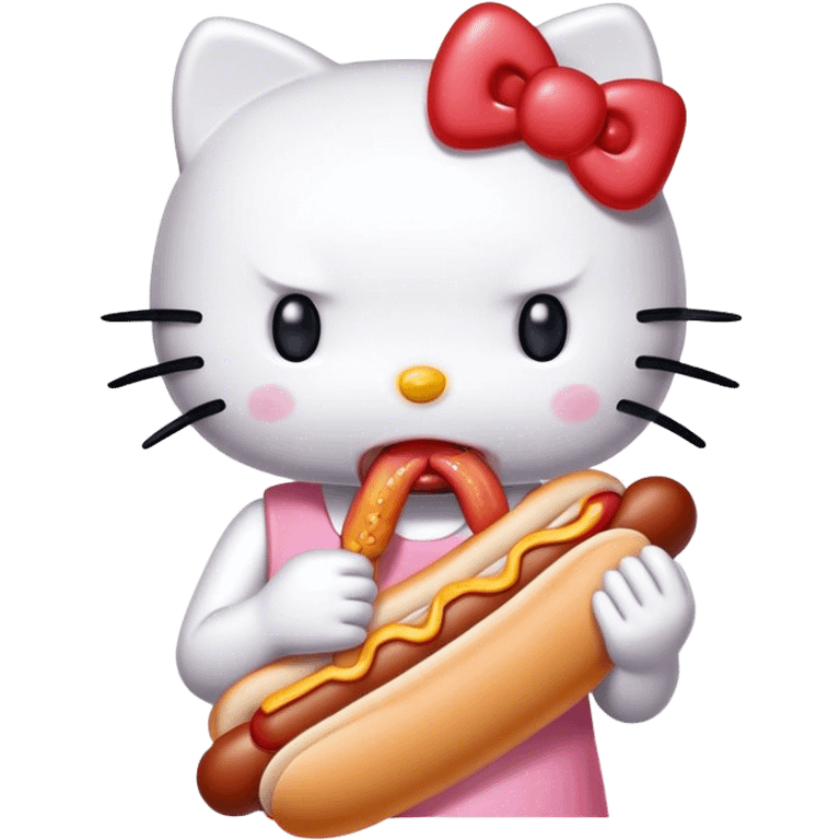 Hello kitty eating a hot dog emoji