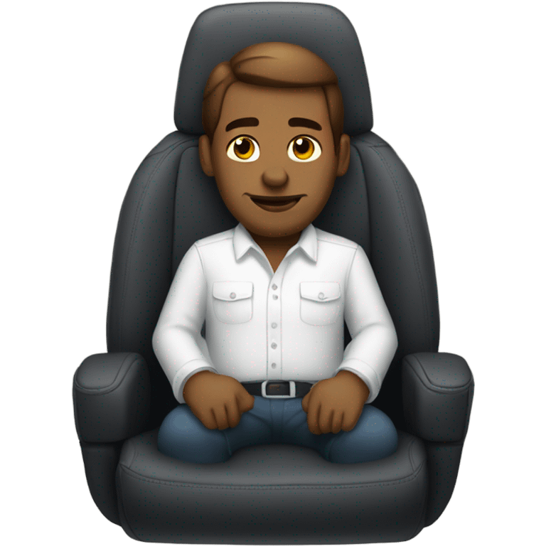 man in white button-down shirt sitting in a car seat emoji