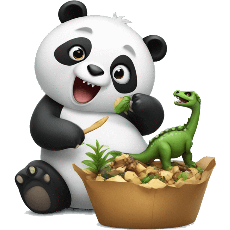 Panda eating a dinosaur  emoji