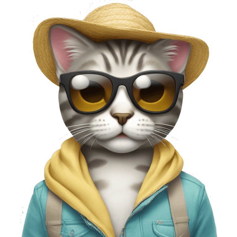 cat in sunglasses on a trip to the beach emoji