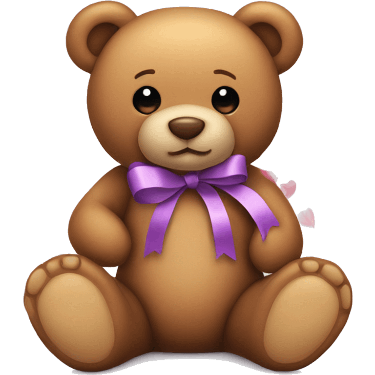 Teddy bear with hearts and ribbons emoji