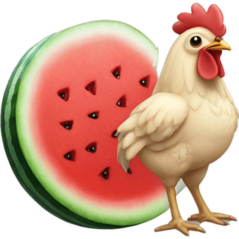 chicken and watermelon  emoji