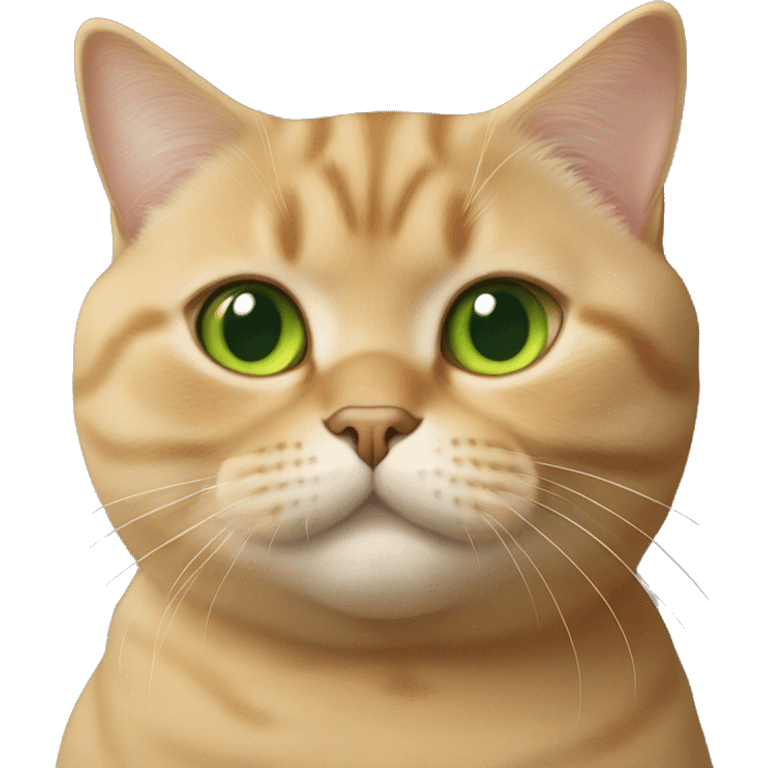 Golden brown british shorthair cat with green eyes emoji