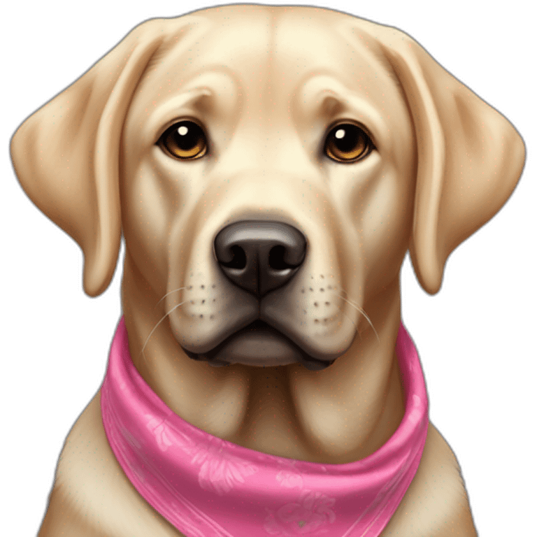 Labrador noir avec bandana rose au cou emoji