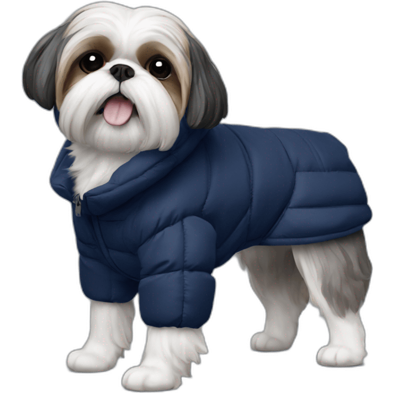 Shih tzu in navy blue puffer coat emoji