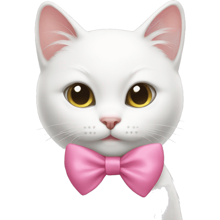 white cat with pink bow emoji