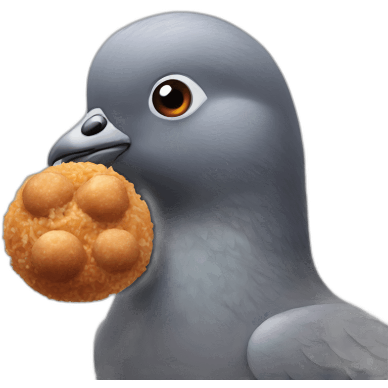 Pigeon with meatball emoji