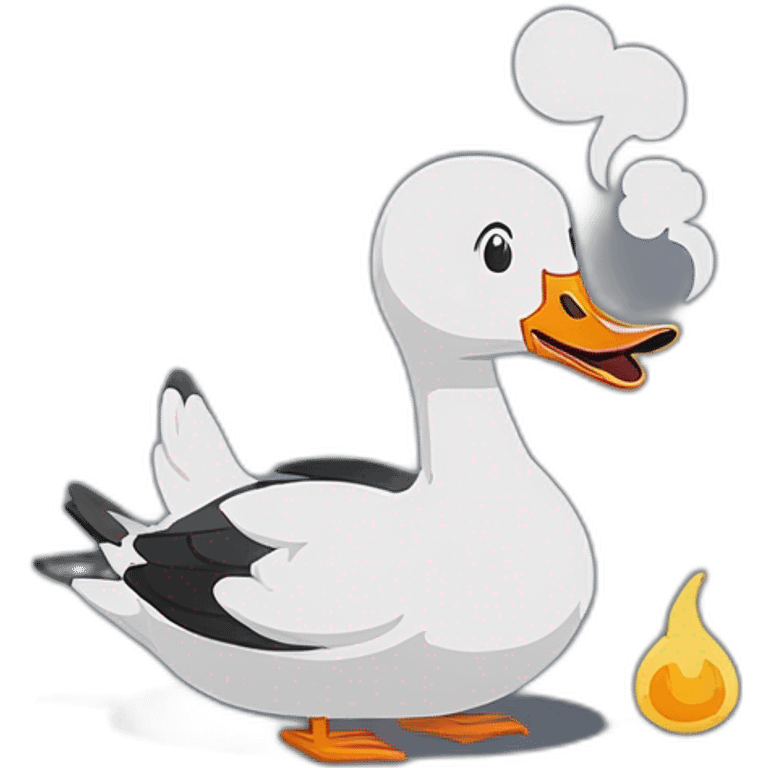 The goose is smoking and smoke  emoji