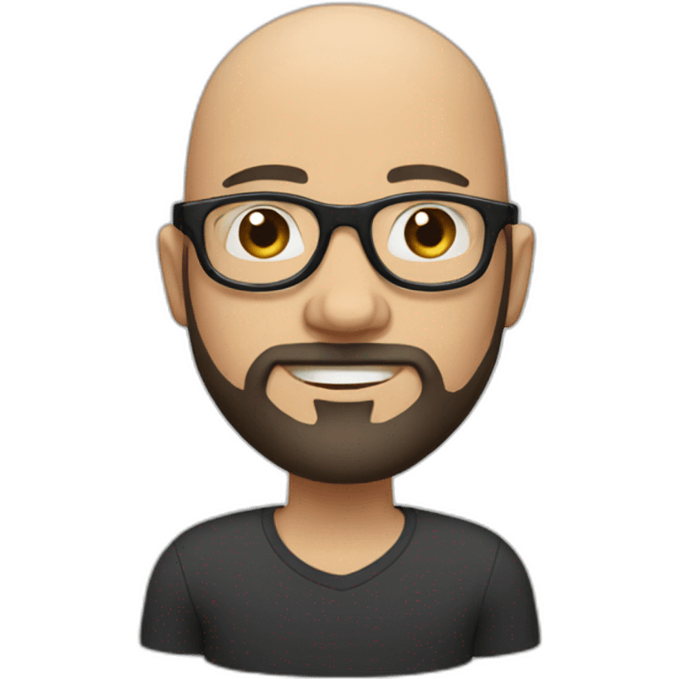 bald white man with beard with round glasses and very short black hair emoji