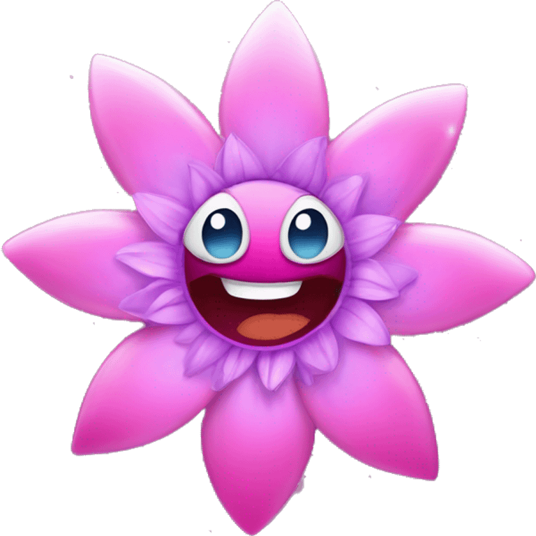 beautiful smiling fantasy flower, pink and purple color, with sparkles  emoji