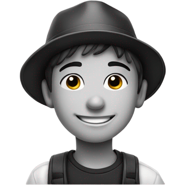 smiling boy in monochrome hat emoji