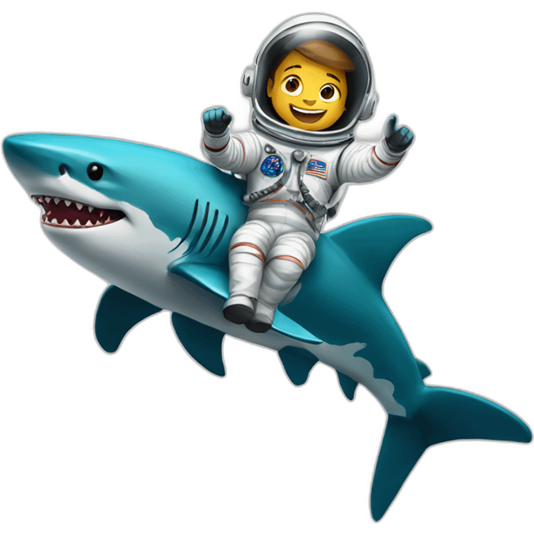 Astronaut riding a shark emoji