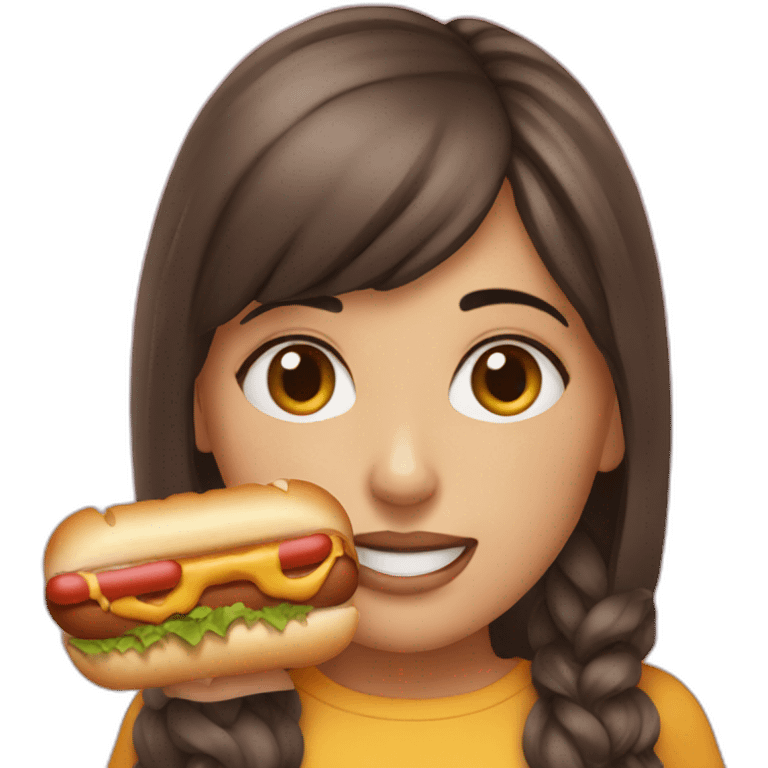 Girl eat e Hot dog emoji