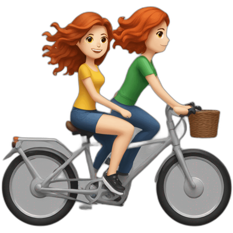 Brunette and redhead riding bikes emoji