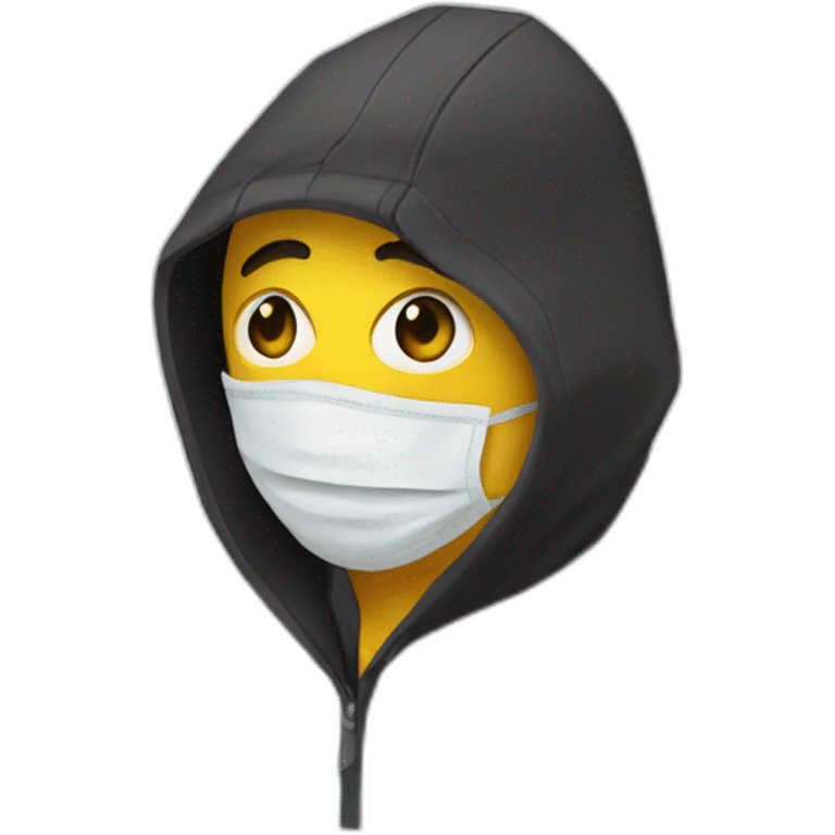 Hacker wearing mask computer emoji