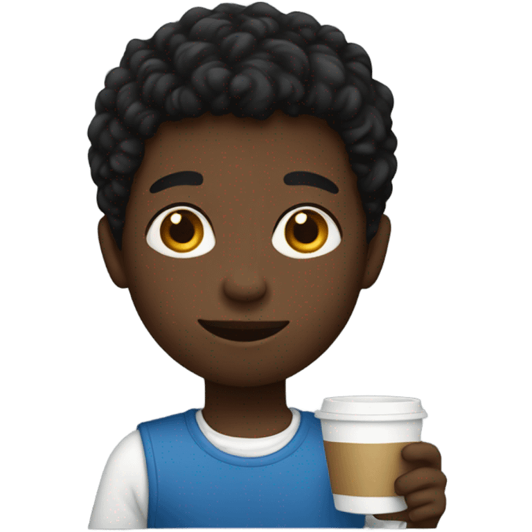 Black boy holding a cup emoji