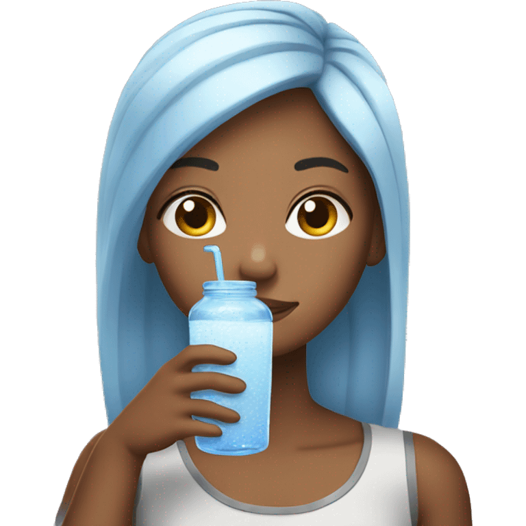 A girl drinking chia water  emoji