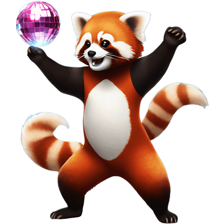 red panda dancing, disco ball emoji