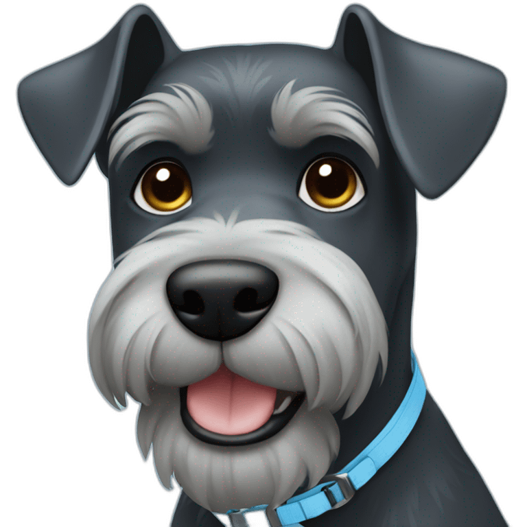 face dark schnauzer with light blue leash emoji