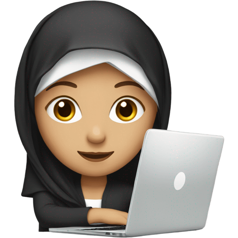 white muslim girl with a laptop emoji