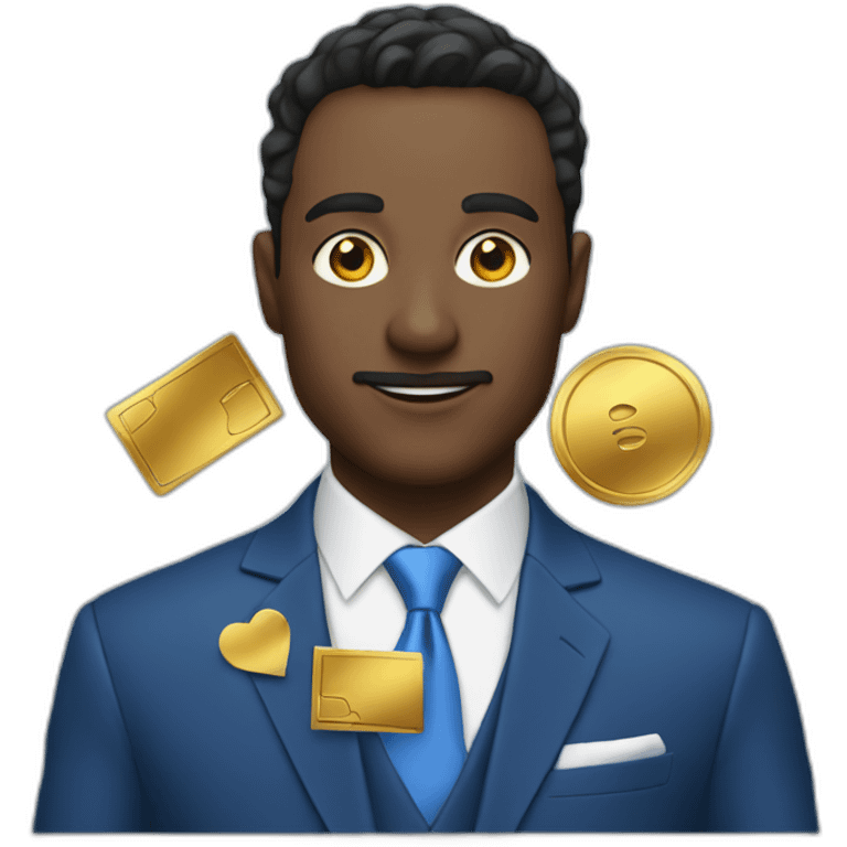 Posh-man-with-blue-suit-holding-gold-card emoji