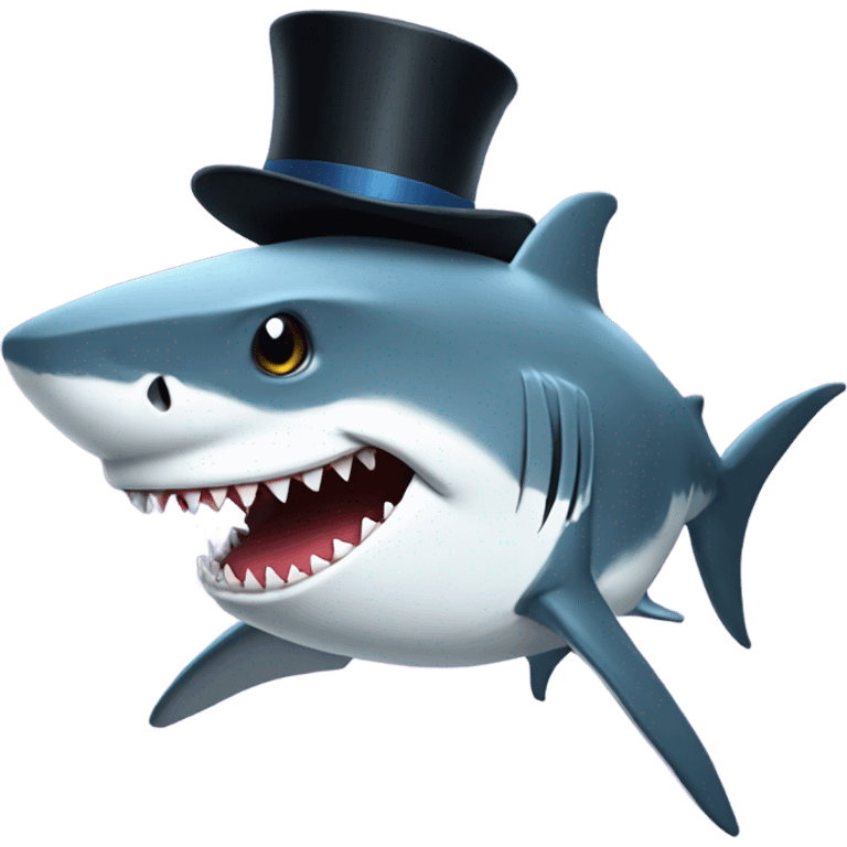 Shark with a top hat emoji