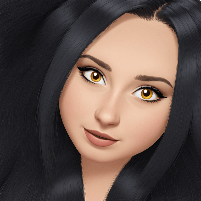 smiling girl with black hair emoji