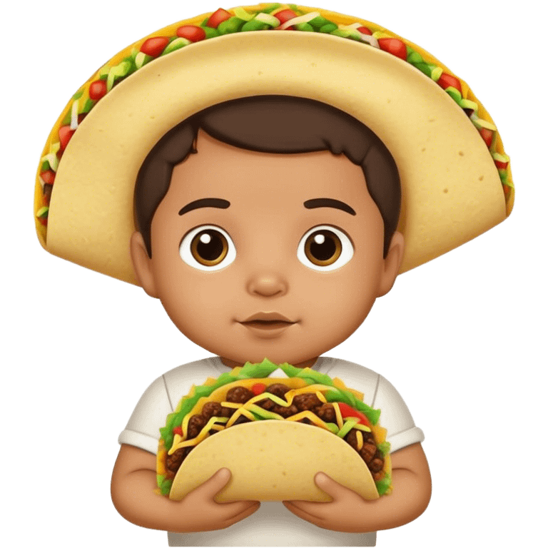 Hispanic baby boy with a taco ￼ emoji