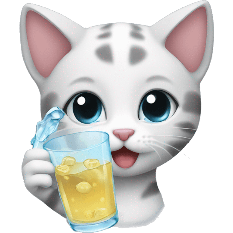 Discord kitten and glass of water emoji