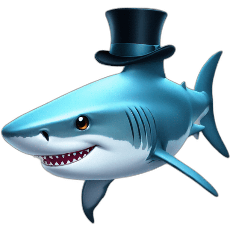 Shark with a top hat emoji