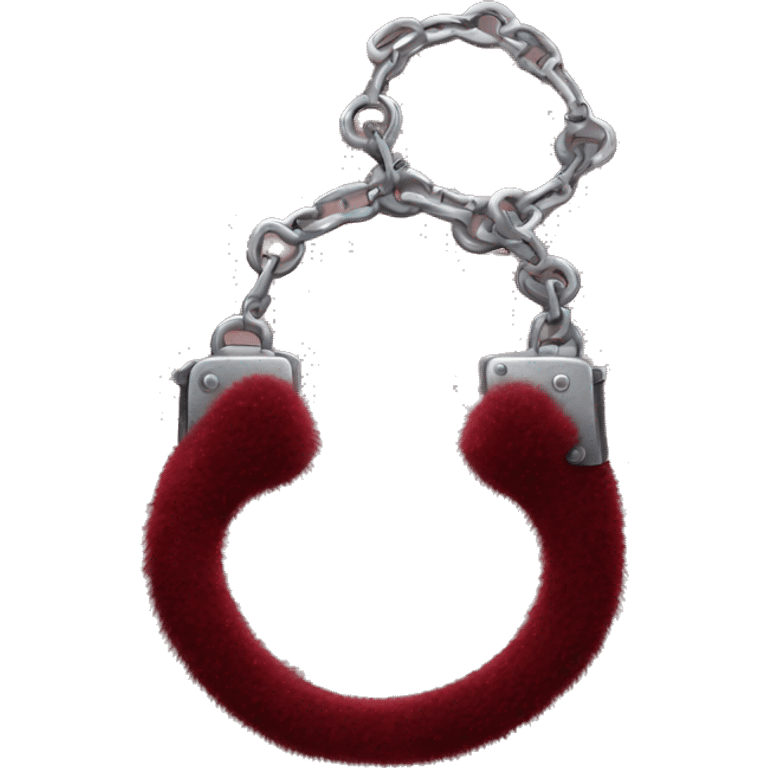 Dark red fuzzy handcuffs emoji