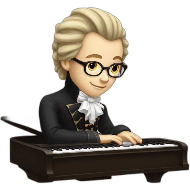 mozart in the age of twelve playing piano emoji