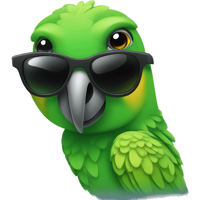 Green parrot wearing sunglasses  emoji