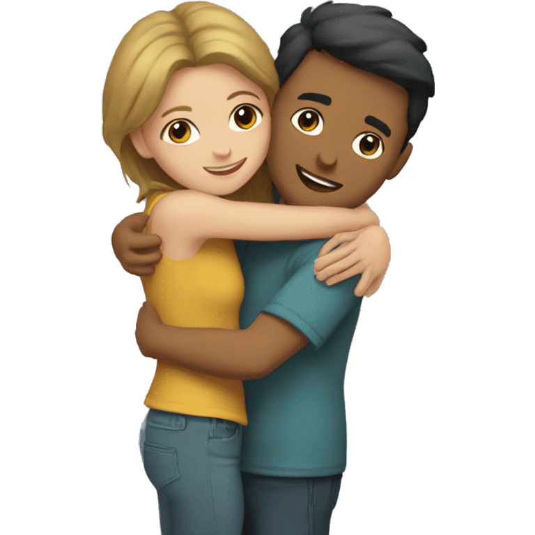 A girl and a guy hugging up. emoji