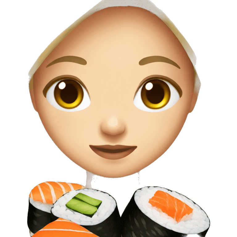 girl with sushi emoji