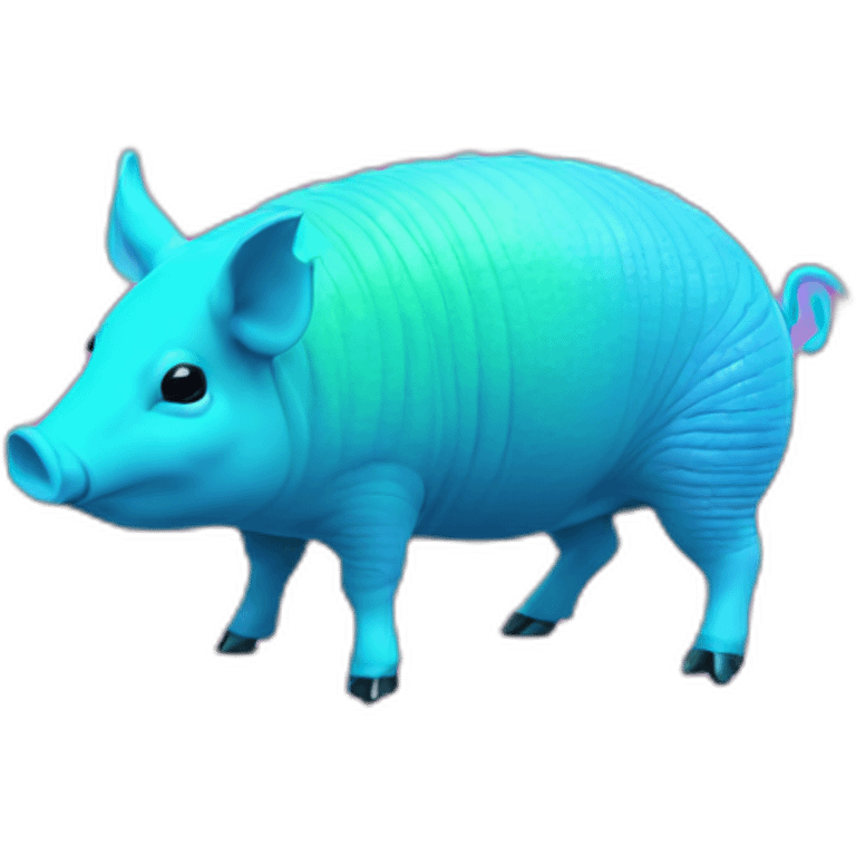 Vaporwave cyan gradient pig armadillo cow centipede insect emoji