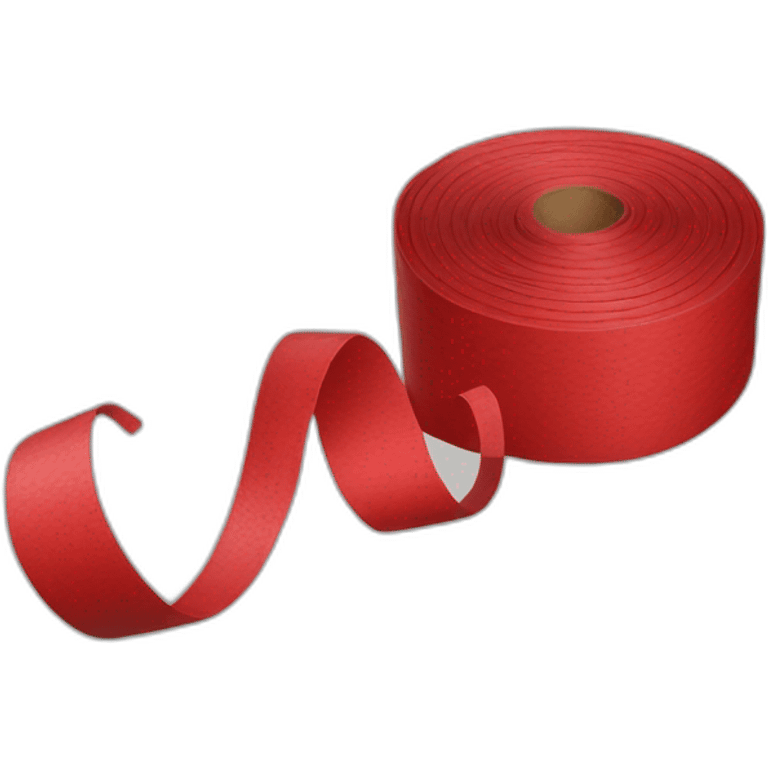 red roll of coiled up tape with a loose end springing up emoji